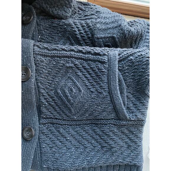 J.Jill Long Cable Knit Cardigan Sweater Navy Blue Will blend Size Medium Academy - Picture 9 of 12